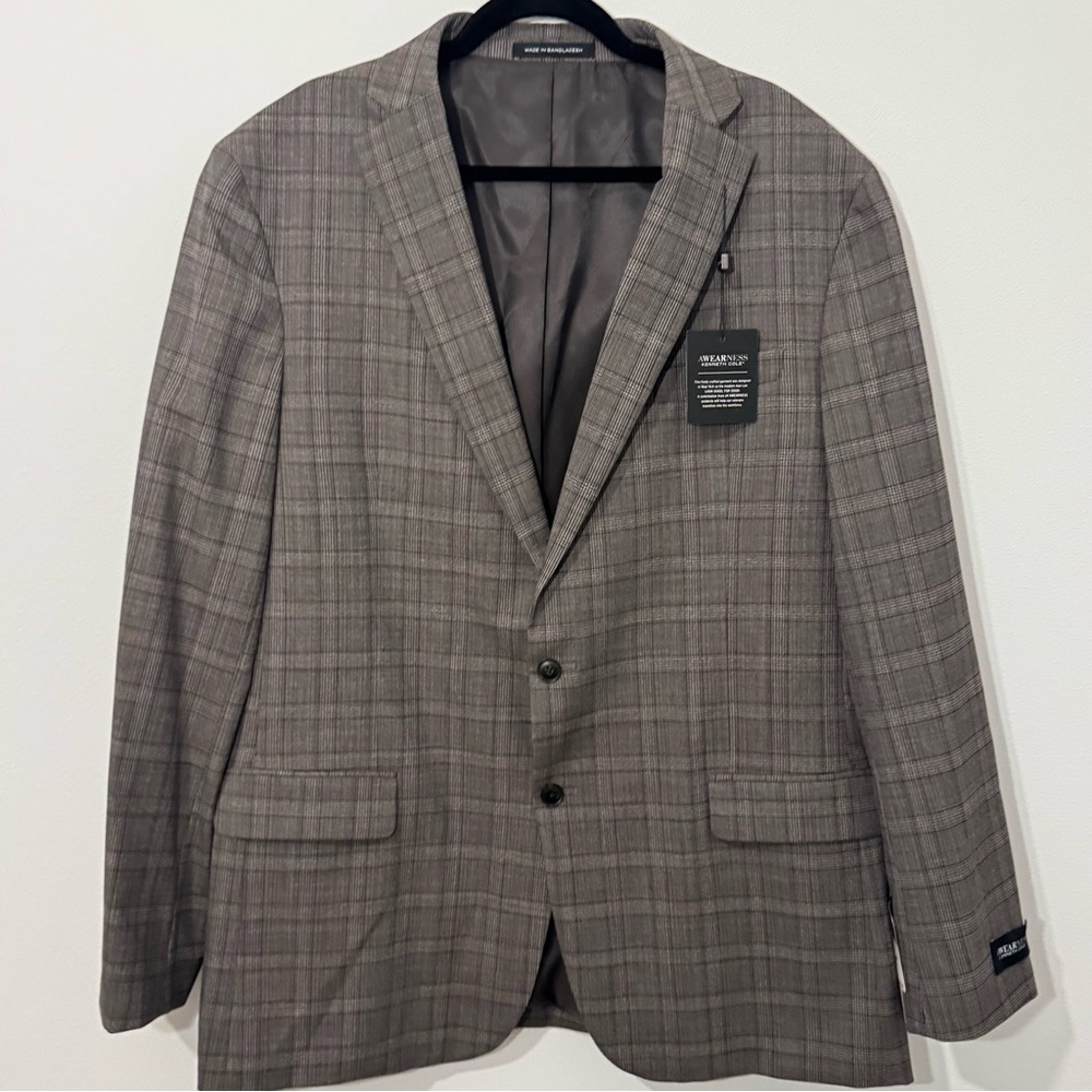 Kenneth Cole AWEARNESS Men’s Blazer 46XL New NWT Plaid Wool Blend